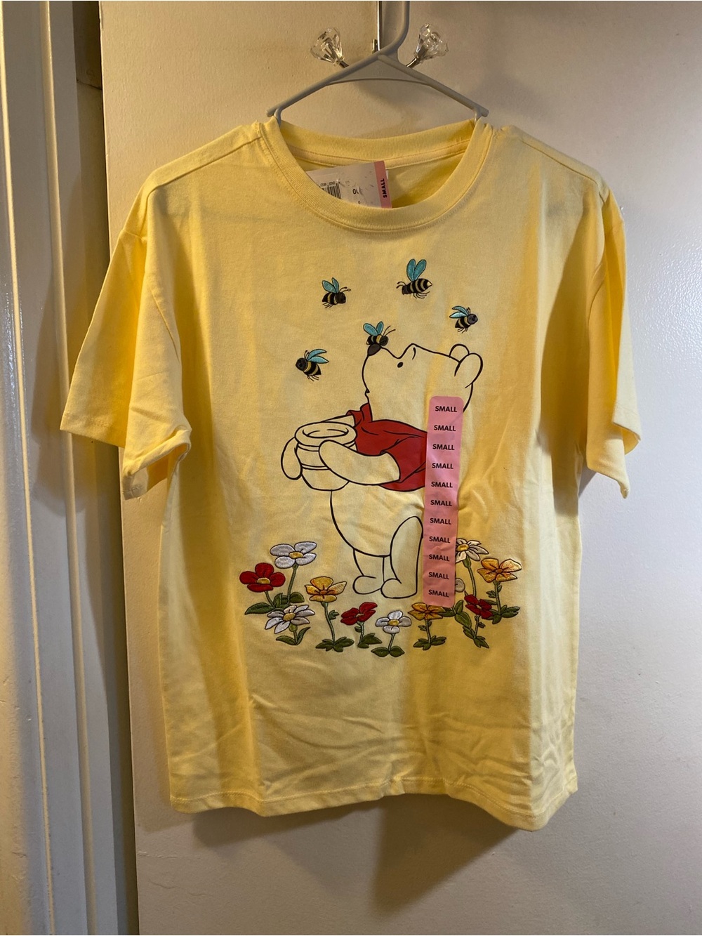 Disney Yellow Winnie the Pooh Short Sleeve Tee with Floral & Bees